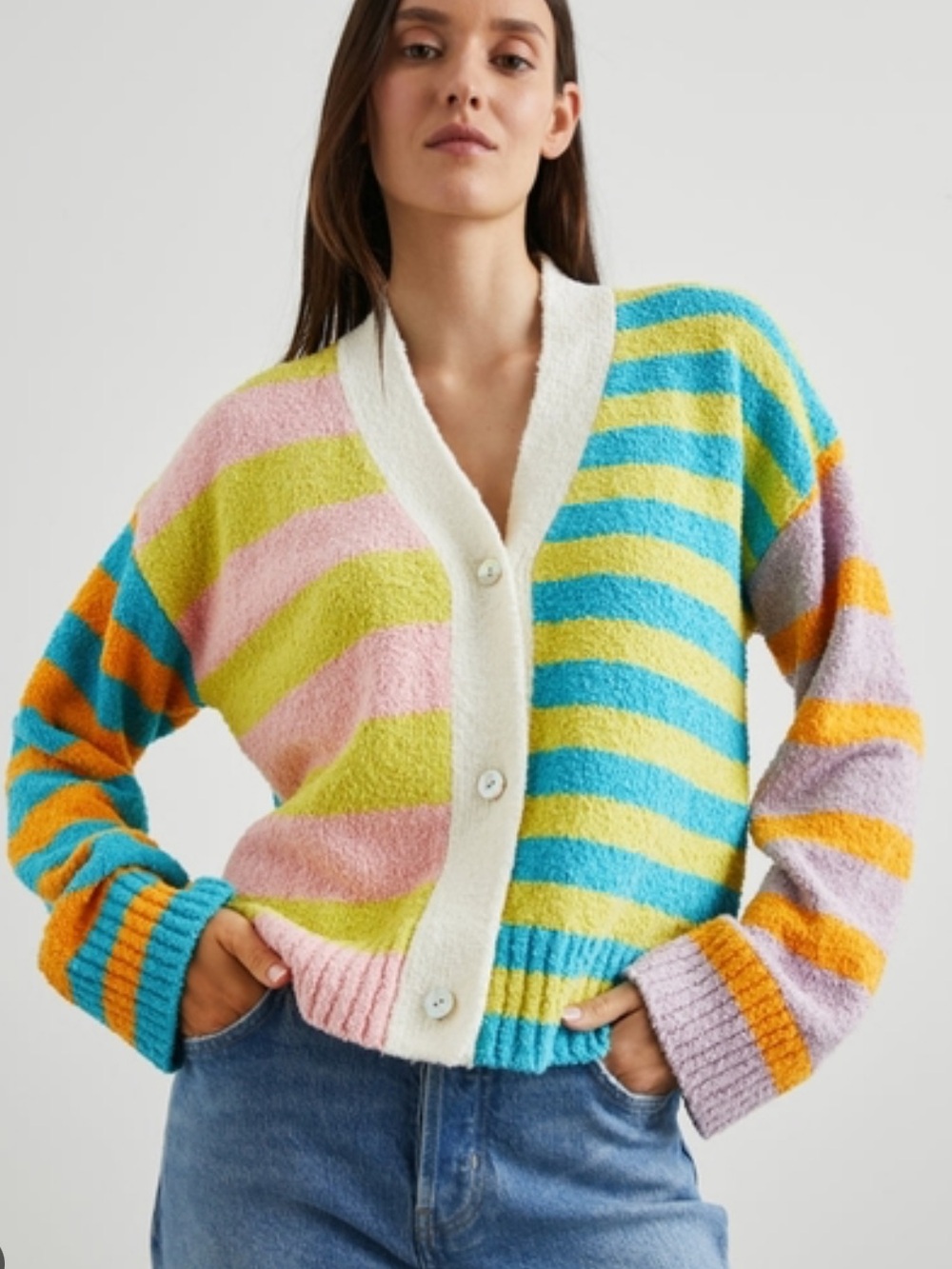Rails x Anthropologie Geneva Mixed Stripe Cardigan Sweater sz XL
